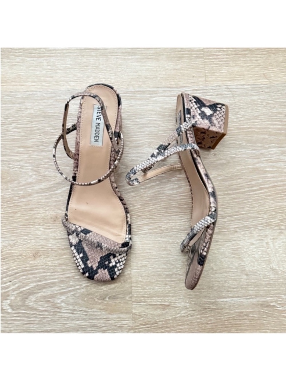 Steve Madden Snake Print Block Heel Sandal size 9